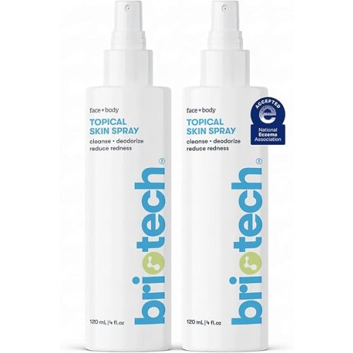BRIOTECH Topical Skin Spray, Hypochlorous Acid Spray for Sensitive Skin, HOCl Facial Mist, Full Body Support Against Irritation, Calm Redness, Soothe Foot & Scalp, 4 oz (2 Pack)