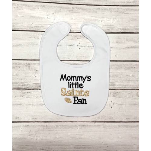 Mommy's Little Saints Fan bib, Baby shower gift, Football bib, Boy or girl bib, Saints bib, Black and gold, Louisiana baby, go saints