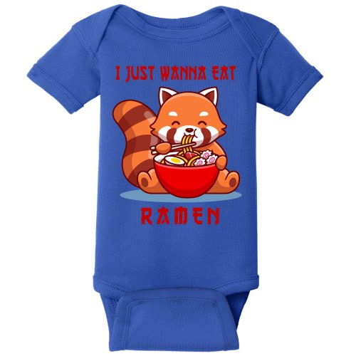 I Just Wanna Eat Ramen Cute Red Panda Baby Bodysuit