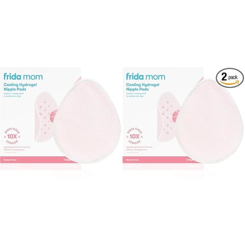 Frida Mom Nursing Pads,Cooling Hydrogel Nipple Pads for Hydration and Soothing Sore Nipples,Breastfeeding Essentials,8ct,(Pack of 2)