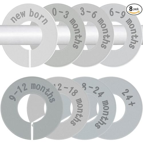8PCS Baby Closet Dividers for Clothes,Double-Sided Baby Closet Organizer | Baby Clothes Size Age Separators,Nursery Clothes Hanger Dividers,for Most Closet Rods Organizer,from Newborn to Toddler