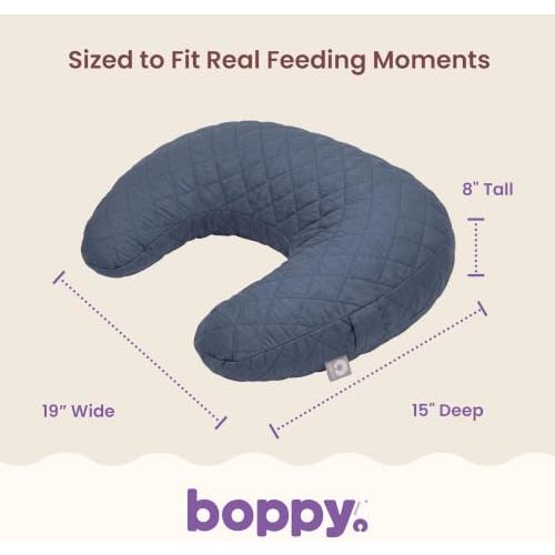 Boppy Nursing Pillow, Ergonomic Baby Feeding Support ('Slate Blue Quilted')