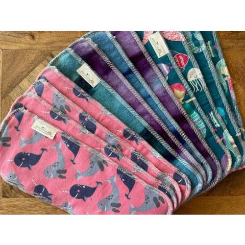 Cloth Diaper Inserts, Diaper Doublers, 12 Pack, Baby Shower Gift, Diaper Liners, Cloth Diaper Liners, Overnight Liners, Baby Girl, Mermaids