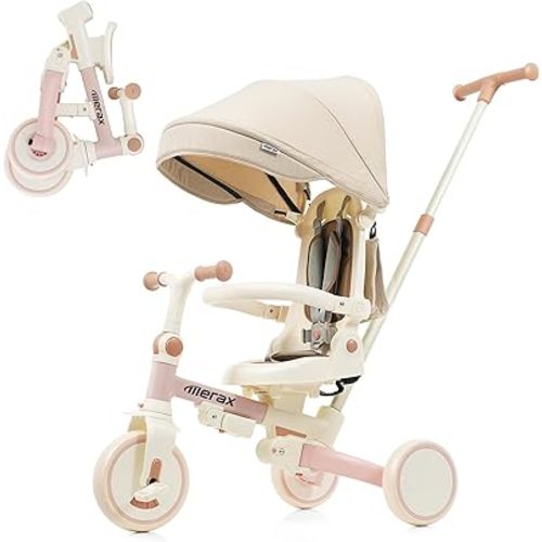 7 in 1 Baby Tricycle Toddler Trike Collapsible Frame Kid Rider Removable Pedal Ages 1Y-6Y