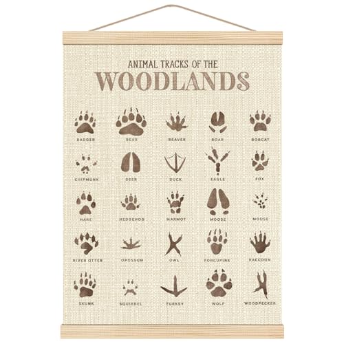 Boat Wades Animal Footprints Poster Hanger Frame, Kids Bathroom Playroom Decor, Footprints Nursery Hanging Banner Wall Art Decor for Toddler Kids Girl Boy Room Classroom, 12x16 Inch