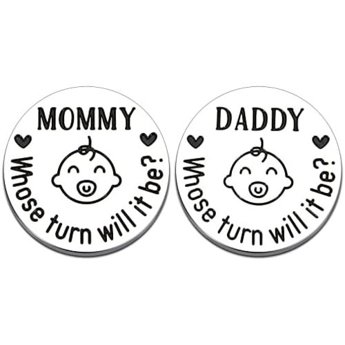 Fun New Parents Decision Coin Gifts for Mom Dad Baby Shower First Time Mommy Daddy to Be Newborn Baby Gift Pregnancy Birthday Fathers Mothers Day Christmas for Women Men Coin Present Double Sided