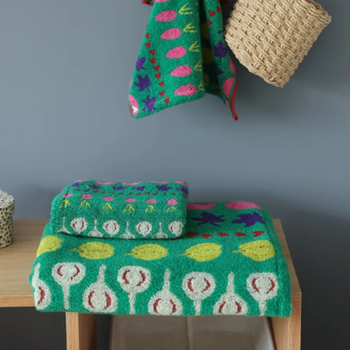 Vegetable Pattern Towels - Green