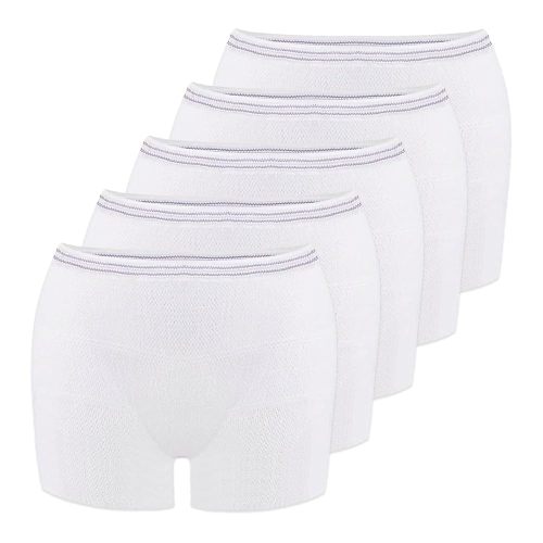 5 Pack Mesh Postpartum Underwear | Stretchable, Disposable, Attach Maternity Pads, Aids Birth Recovery for Delivery