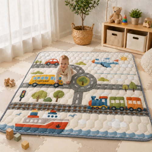 Easy4Home Extra Large Baby Play Mat for Infants & Toddlers, 79"x71" Crawling Mat, Foldable Non-Slip Floor Playmat