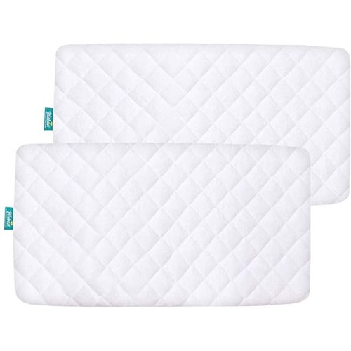 Waterproof Bassinet Mattress Pad Cover Compatible with Graco My View 4 in 1 Bassinet, 2 Pack, Ultra Soft Viscose Made from Bamboo Terry Surface, Breathable and Easy Care