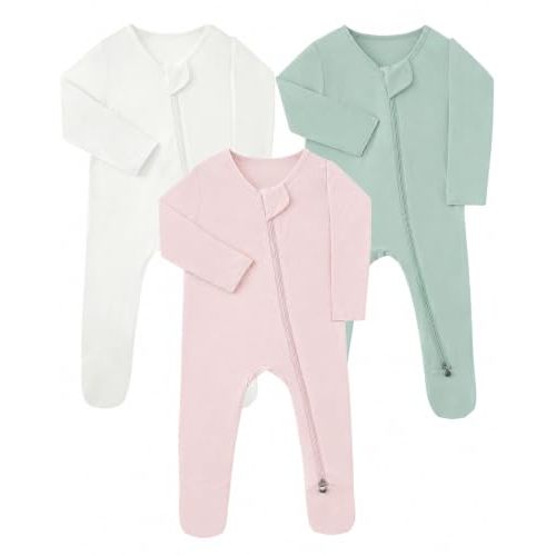 Bamboo Sleepers for Baby Boy, Newborn Footie Footed Pajamas, Bamboo Viscose Infant Onesies Clothing Long Sleeve