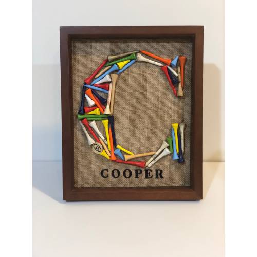 Golf Tee Wall Art, Gifts for him, Personalized Fathers Day Gift, Golf Tee Letter, Custom Golf Initial, 3D Golf Gift