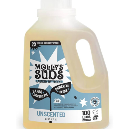 Molly's Suds Liquid Laundry Detergent | Clean Laundry Detergent Soap for Sensitive Skin | 2x Concentrated, High Efficiency (HE) | Unscented - 100 Loads