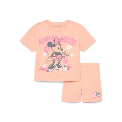 Minnie Mouse Baby Girls Graphic Tee and Bike Shorts Set, 2-Piece, Sizes Newborn-24M