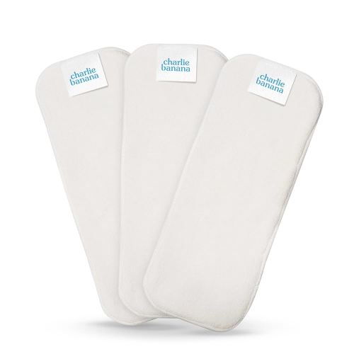 Charlie Banana Baby Super Absorbent Deluxe Reusable and Washable Fleece Inserts for Cloth Diapers, Newborn/Booster Size, 3 Pack