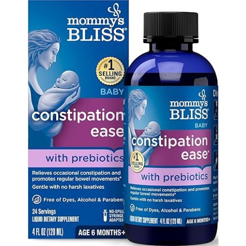 Mommy's Bliss Constipation Ease + Prebiotics, Relieves Occasional Constipation, Gentle & Safe, No Harsh Laxatives, 4 Fl Oz Bottle (Pack of 1)