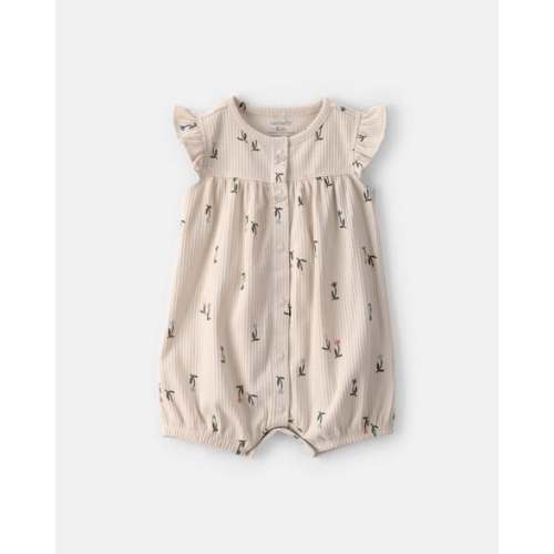 Baby Girl Floral Short-Sleeve Romper - Tan | Carter's