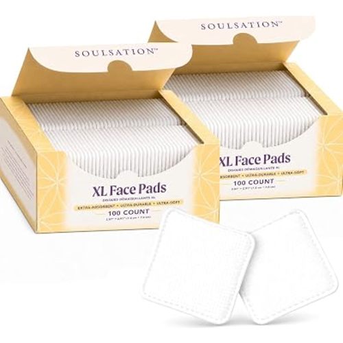SoulSation Organic Cotton Pads, 100% Pure Makeup Remover Face Pads, 200ct