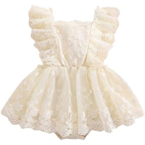Newborn Baby Girl Romper Dress Lace Floral Sleeveless Tulle Dress with Headband Infant Summer Mesh Jumpsuits