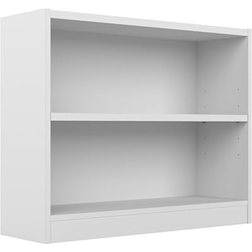 Bush Home Universal Small 2 Shelf Bookcase in White, Low Storage and Display Bookshelf for Home Office or Living Room Organization
