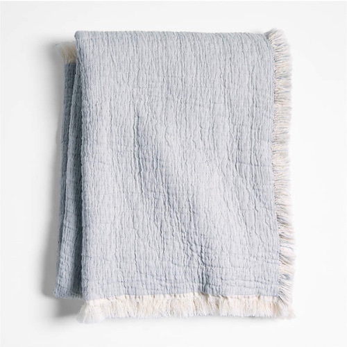 Supersoft Organic Cotton Gauze Smoke Blue Baby Stroller Blanket