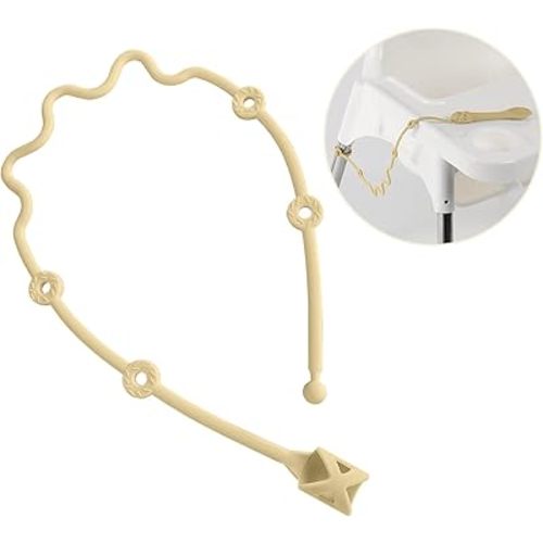 Baby Spoons Self Feeding 6 Months Silicone Strap Toddler Utensils Fixer Highchair Accessories-Gelinor Feeding Aid for Keep Baby Utensils Close at Hand and Off The Ground(Beige)-No Spoon