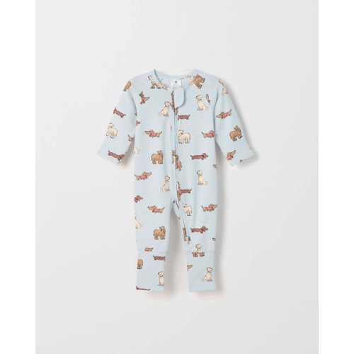 Baby Organic Cotton Footless Coverall - Puppy Blue