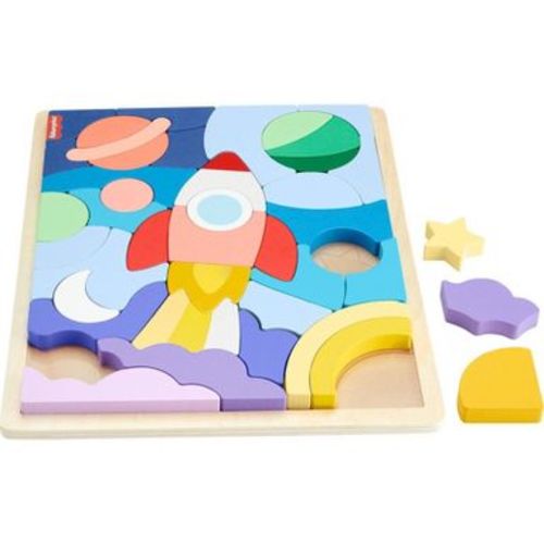 Fisher-Price Wooden Space Blocks Puzzle for Preschool Kids 42pc Wooden