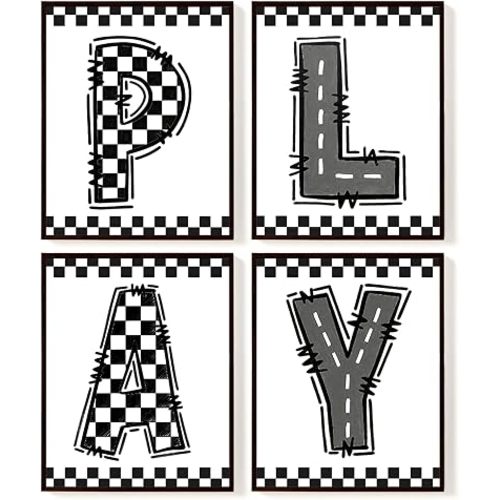 SkyCozy Boys Room Wall Art Decor - Cars Room Decor for Toddler Nursery