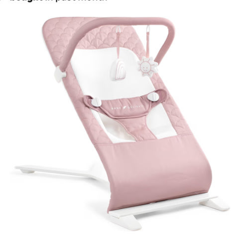 Baby Delight Alpine Deluxe Portable Baby Bouncer | Infant | 0-6 Months | 100% GOTS Certified Organic Cotton Fabric | Organic Rose