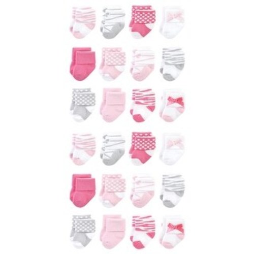Luvable Friends Cotton Rich Baby Terry Socks 24-Pack, Ballet