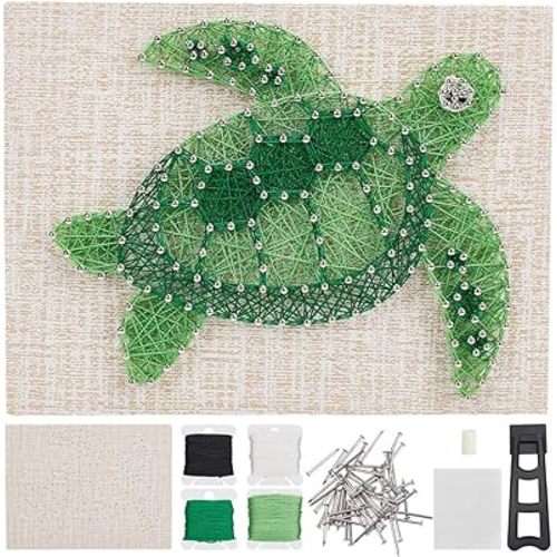 WEBEEDY DIY String Art Kit for Adults Beginner, Cute Turtle Animal Adults Crafts Project 3D Nail String Art Supplies with Frame Accessories for Summer Beach Vacation Christmas Holiday Brithday Gift