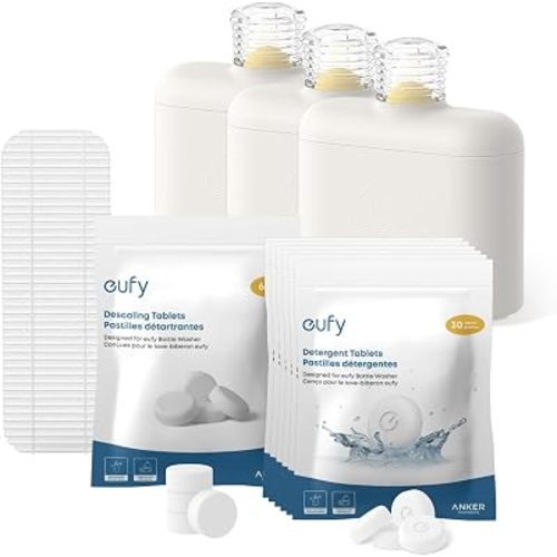 Maintenance Kit for eufy Bottle Washer, Pure Care Set with Water Softener (3 Pcs), Detergent Tablets (180 Pcs), Descaling Tablets (6 Pcs), and Filter