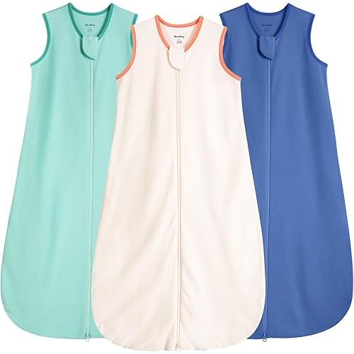 Baby Sleep Sack 0-6 Months 100% Cotton 0.5 Tog 3-6 Months Baby Wearable Blanket for Newborn, 3 Pack Breathable Soft Lightweight 0-3 Months Sleep Sacks with 2-Way Zipper