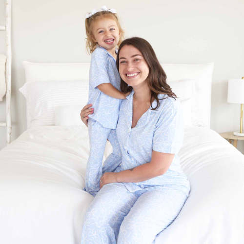 Women's Two Piece Flare Lounge Set | Blue-tiful Bows