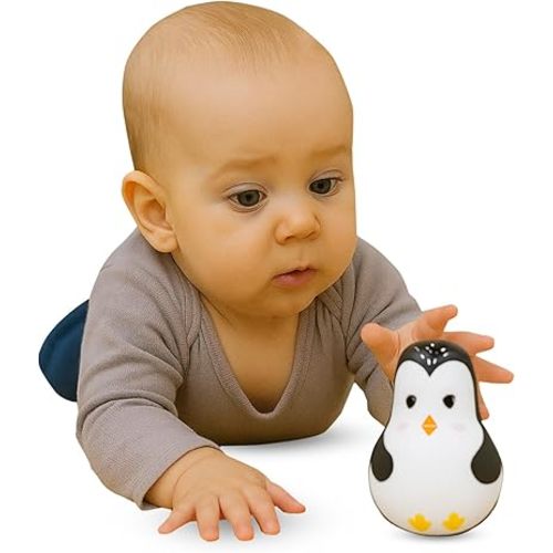 Shumee Montessori Wooden Baby Wobble Toy | Eco-Friendly Roly Poly for Tummy Time & Enhanced Crawling | Gentle Weeble for Motor Skills & Balance | Ideal for Ages 6 Month+