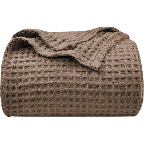 PHF, Ultra Soft Waffle Weave Blanket, 66x90 inches, Brown