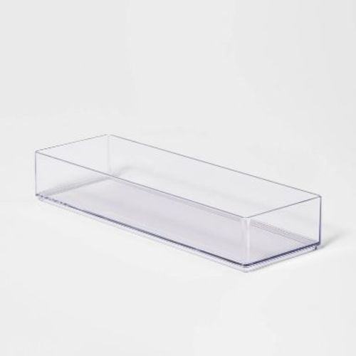 Medium 12" x 4" x 2" Plastic Organizer Tray Clear - Brightroom™: Bathroom Acrylic Organizer Bin