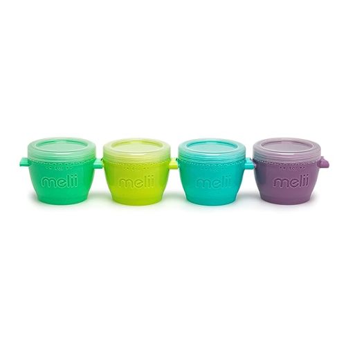 melii Snap & Go Baby Food Storage Containers | 4 Pack 4 oz, Stackable Snack Containers with Airtight Lids, BPA-Free, Reusable Cups for Baby Food, Snacks & Meal Prep