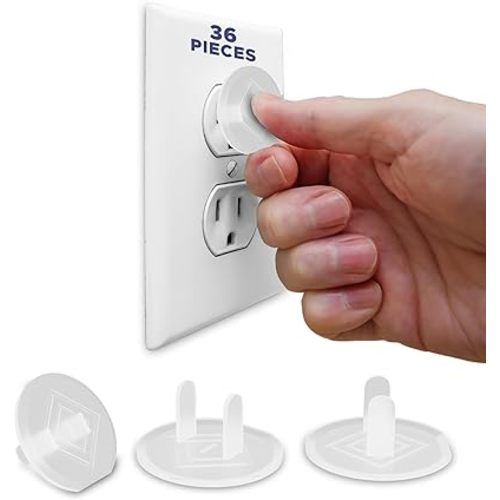 Mommy’s Helper Outlet Plug Covers – Baby Proof Electrical Outlet Protectors, Childproof Socket Safety Caps, Easy Press-Fit Installation, Translucent, 36 Pack