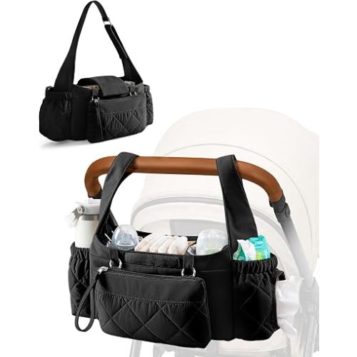 Stroller Organizer with Dual Insulated Cup Holders, Black