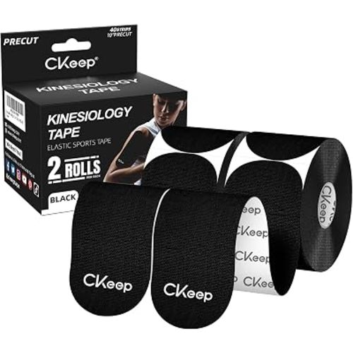 CKeep Kinesiology Tape precut Strips, 40 Count Elastic k Tape, Black