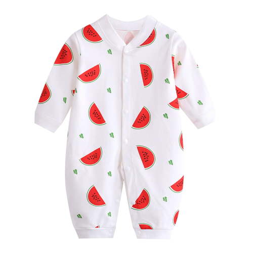 Busydd Newborn Baby Boys Girls Rompers V Neck Long Sleeve Toddler Romper Cute Print Side Tie Romper Jumpsuits Unisex Cotton Infant Clothes 0-9 Months