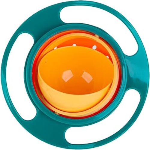 Berry President Magic Bowl 360 Degree Rotation Spill Resistant Gyro Bowl with Lid For Toddler Baby Kids Childre (Green)
