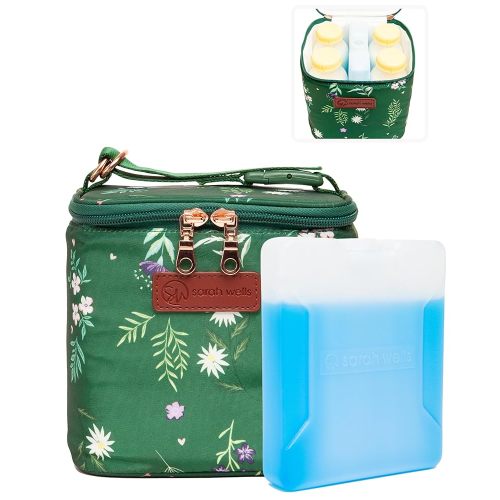 Sarah Wells Cold Gold Breastmilk Cooler Bag with Safety Tested Ice Pack – Insulated Milk Storage for Work, Travel & Daycare – Fits Bottles & Parts – Durable, Washable (Olive You)
