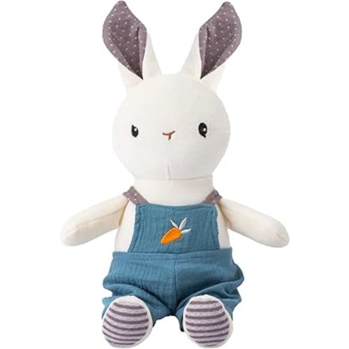 Bunny Stuffed Animal Organic Cotton Baby Plush Toys, 9" Plush Bunny Soft Cuddly Toy for Babies and Toddlers