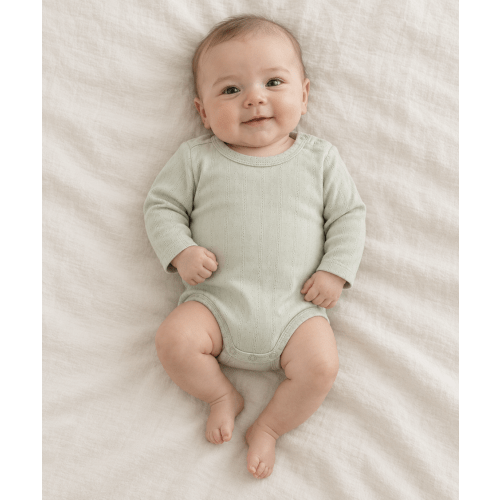 Organic Cotton Pointelle Long Sleeve Romper