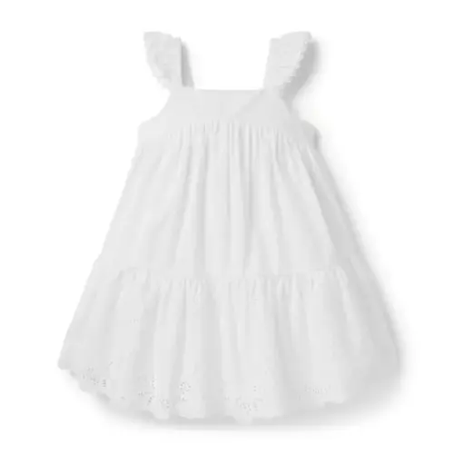 Girl White The Embroidered Floral Hem Dress by Janie and Jack