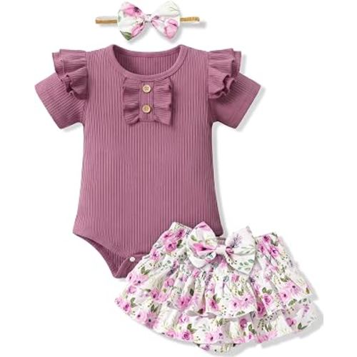 HONGTEYA Baby Girl Clothes Set Newborn Infant Summer Outfits With Headband
