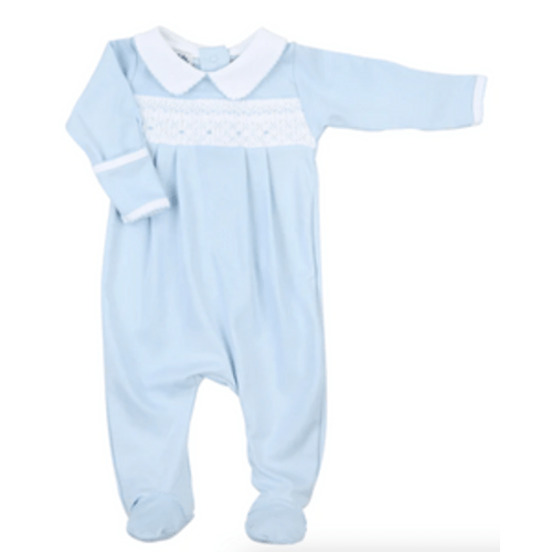 SOPHIA & OLIVER SMOCKED FOOTIE - BLUE – Cheeky Baby Boutique Rome